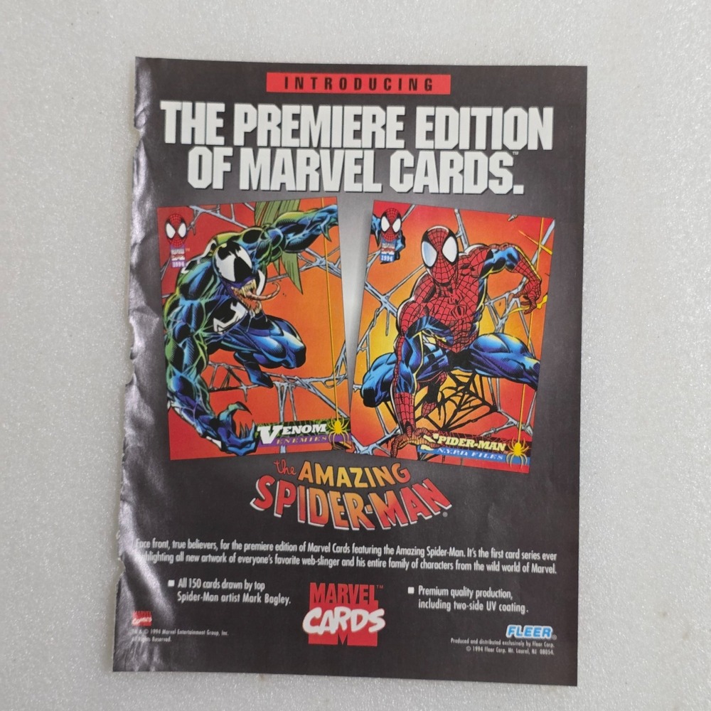 Vintage Print Ad Marvel Cards Amazing Spider-Man Venom Fleer 8x10 1994